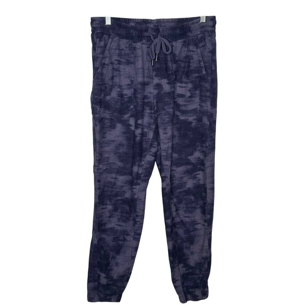 Athleta Farallon Printed Jogger Pants Women’s 4 Navy‎ Tie Dye Cotton Stretch
